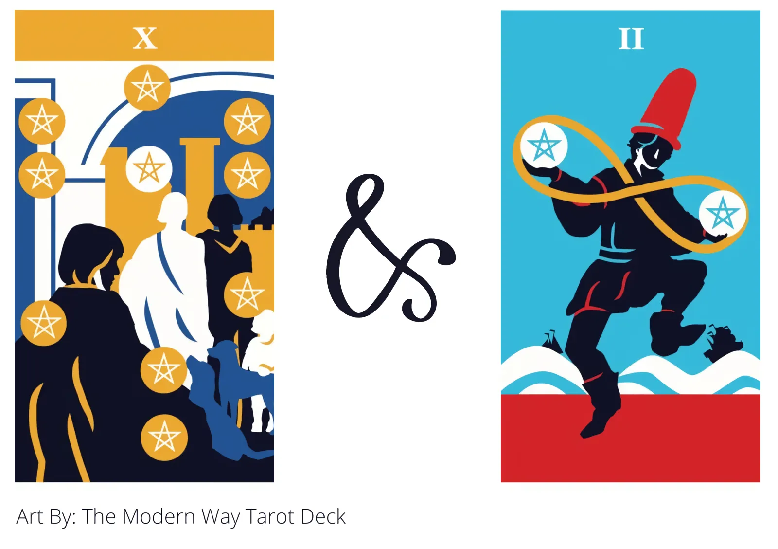 ten of pentacles and two of pentacles tarot cards together