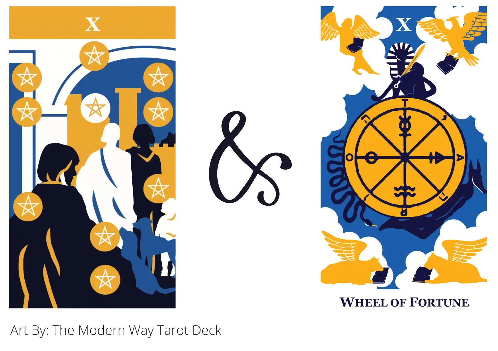 ten of pentacles and wheel of fortune tarot cards together