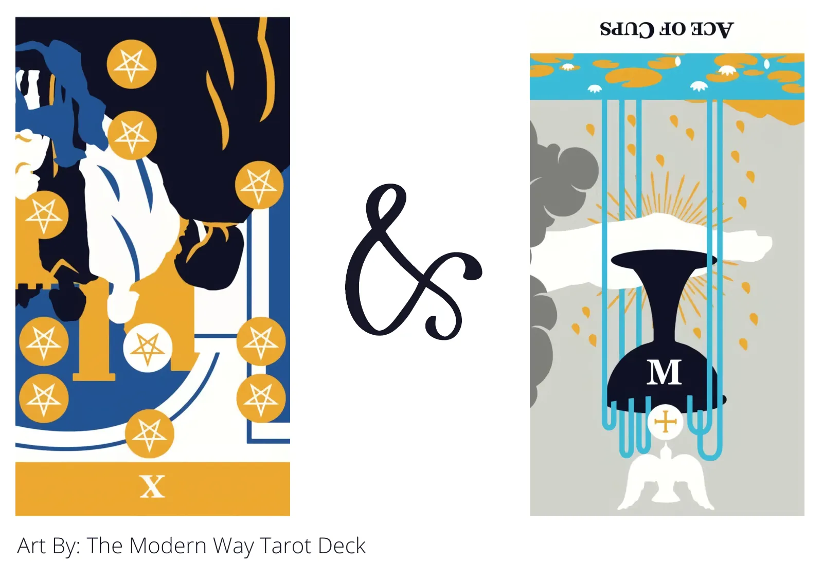 ten of pentacles reversed and ace of cups reversed tarot cards together