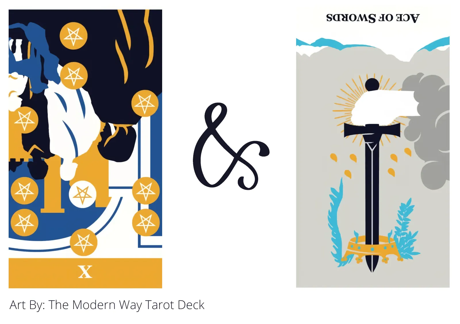 ten of pentacles reversed and ace of swords reversed tarot cards together