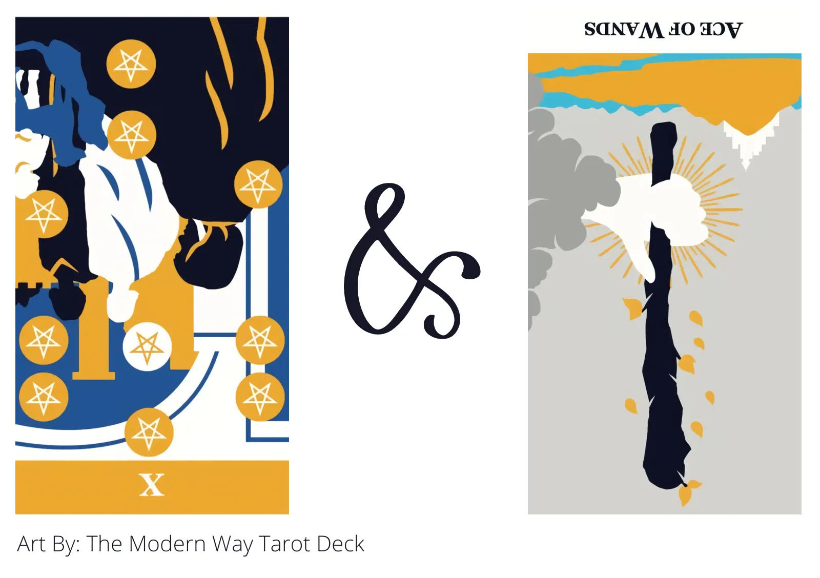 ten of pentacles reversed and ace of wands reversed tarot cards together