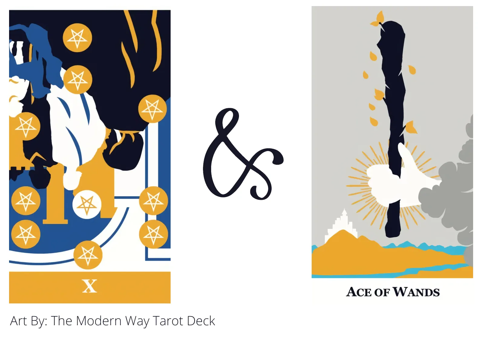 ten of pentacles reversed and ace of wands tarot cards together