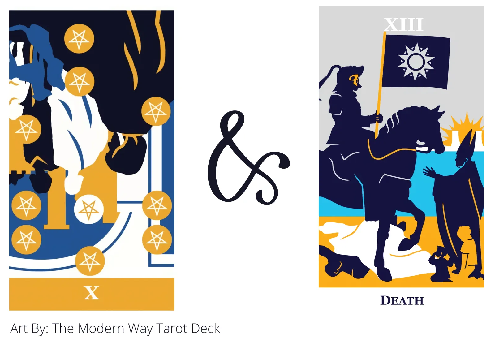 ten of pentacles reversed and death tarot cards together