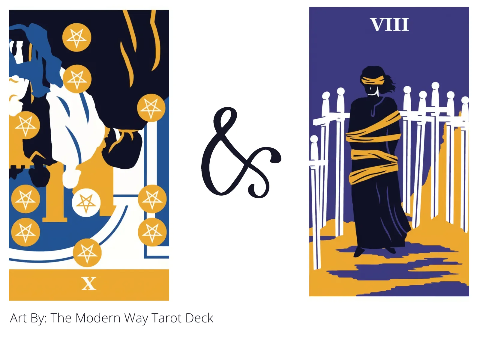 ten of pentacles reversed and eight of swords tarot cards together