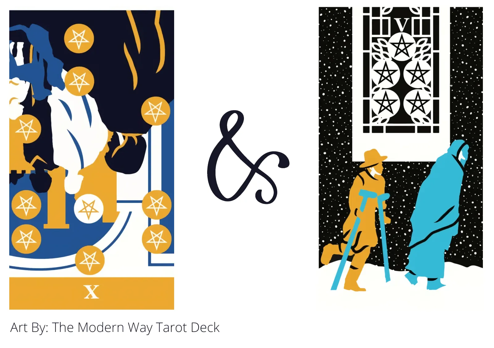 ten of pentacles reversed and five of pentacles tarot cards together
