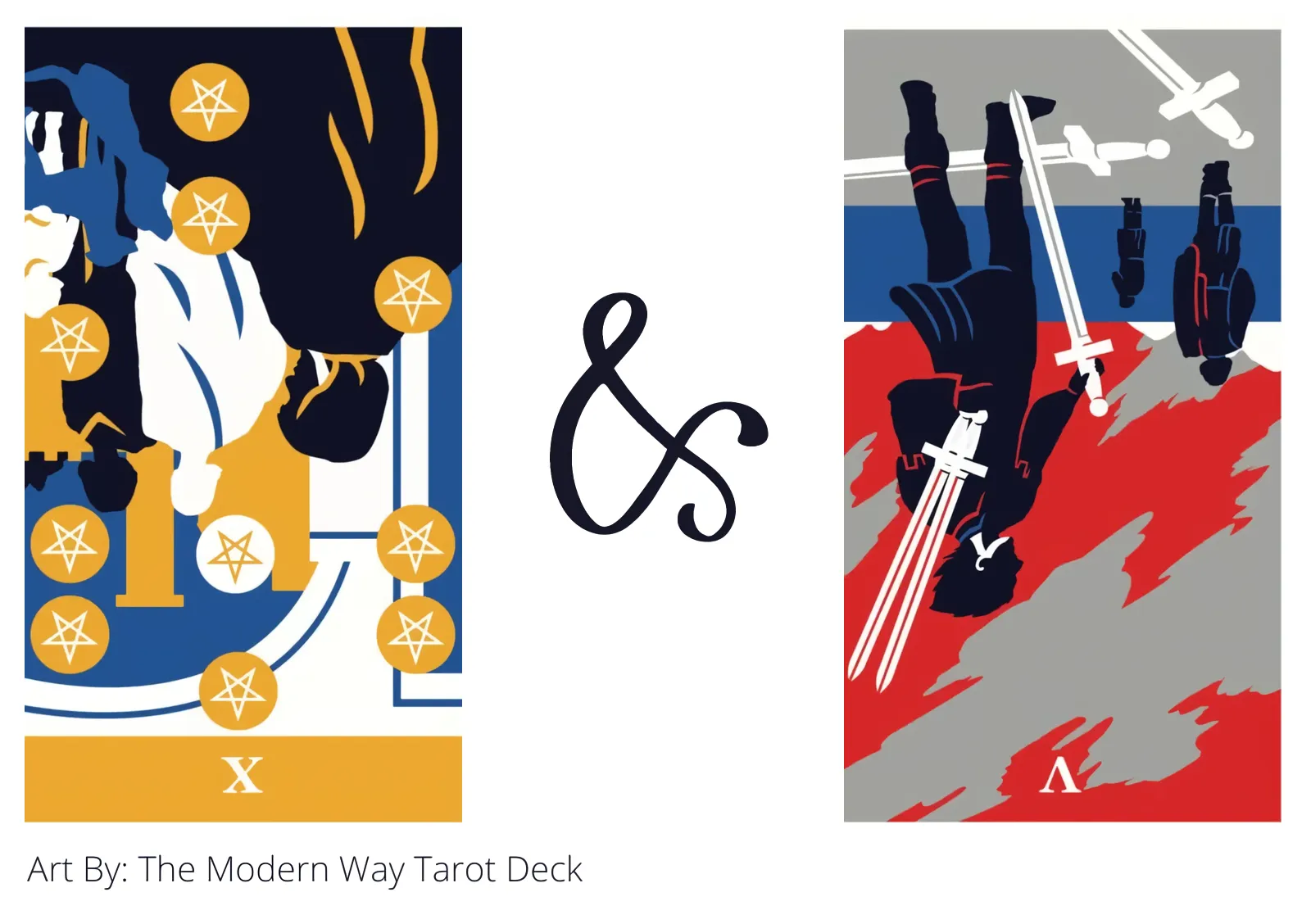 ten of pentacles reversed and five of swords reversed tarot cards together