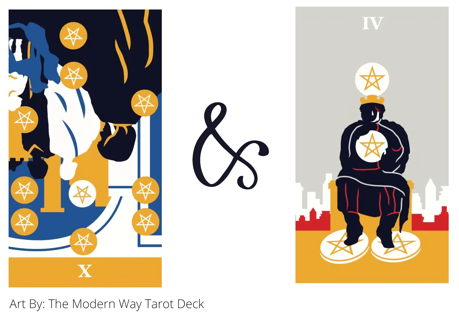 ten of pentacles reversed and four of pentacles tarot cards together