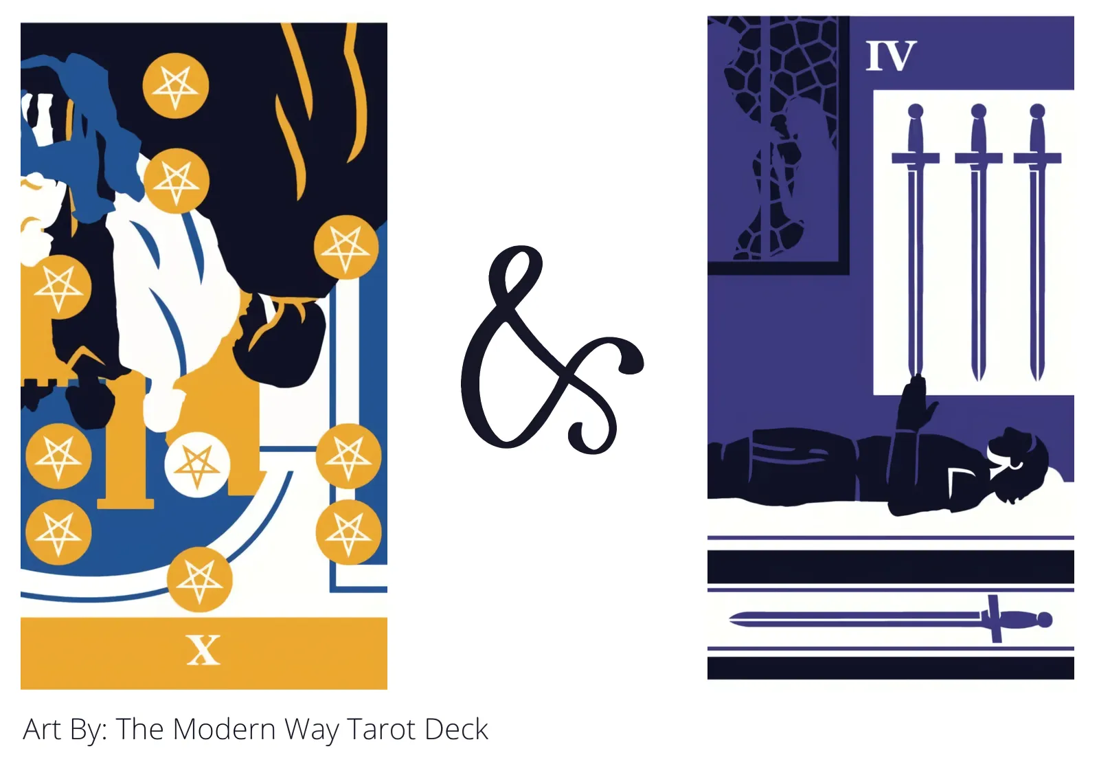 ten of pentacles reversed and four of swords tarot cards together