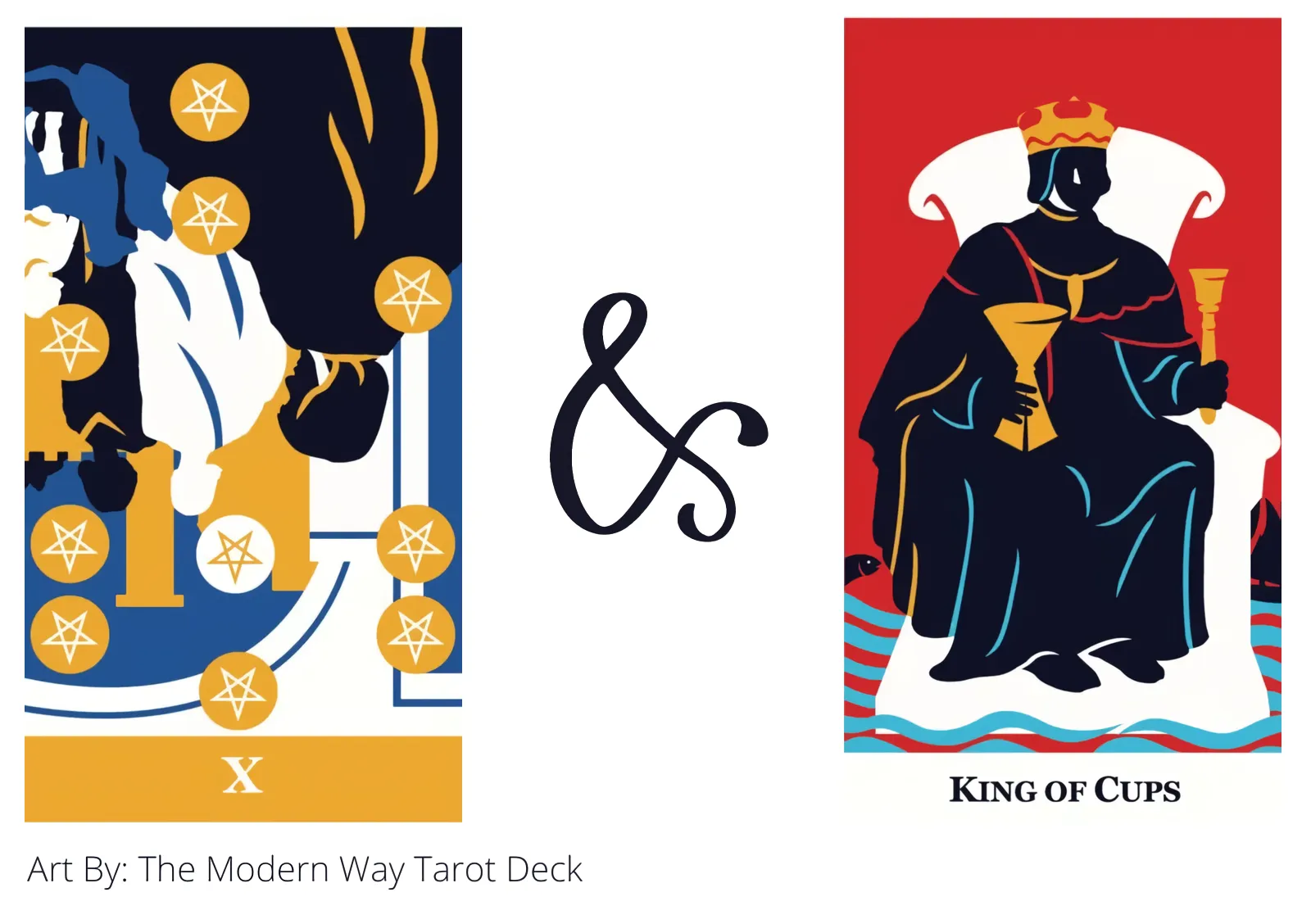 ten of pentacles reversed and king of cups tarot cards together