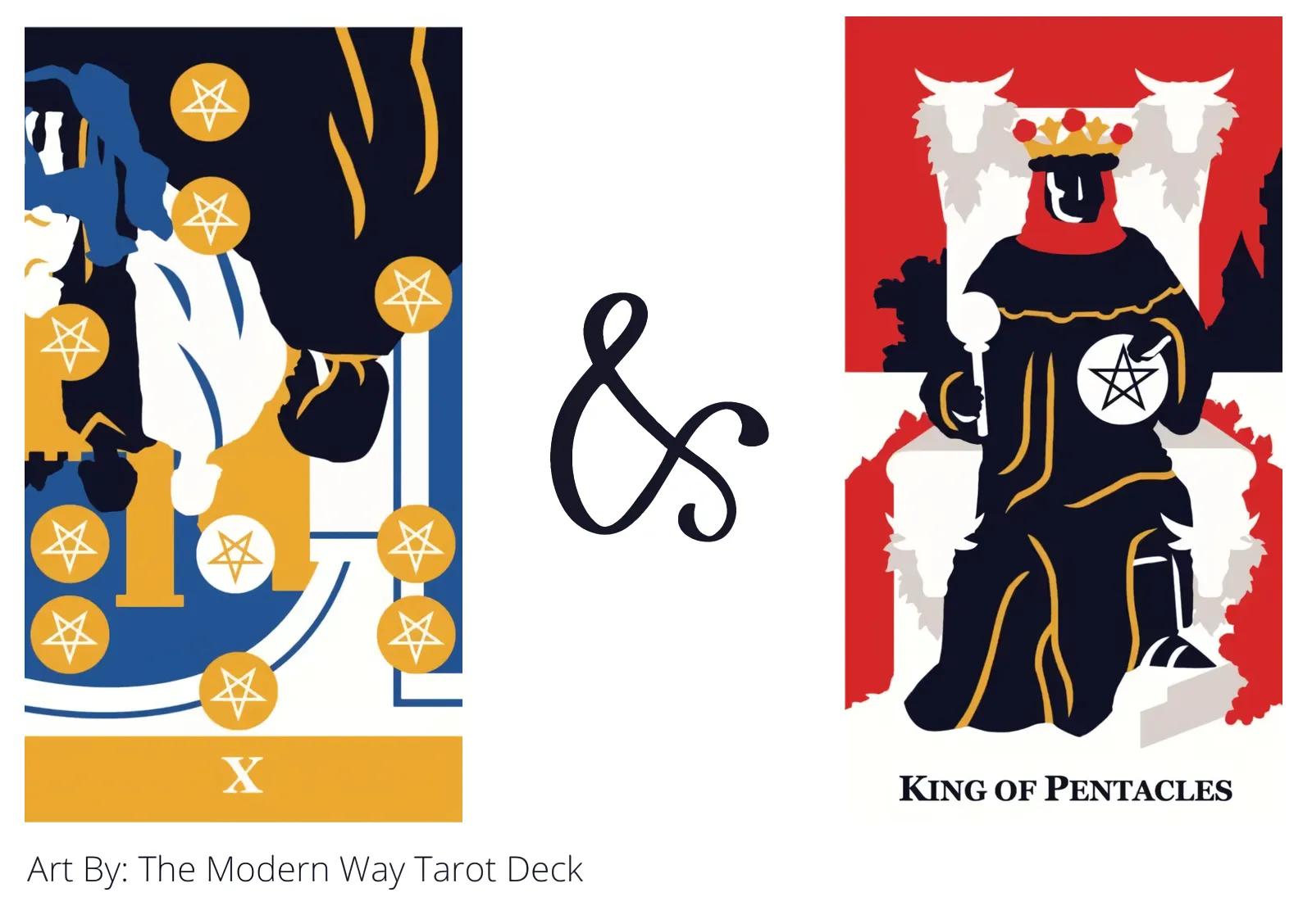 ten of pentacles reversed and king of pentacles tarot cards together
