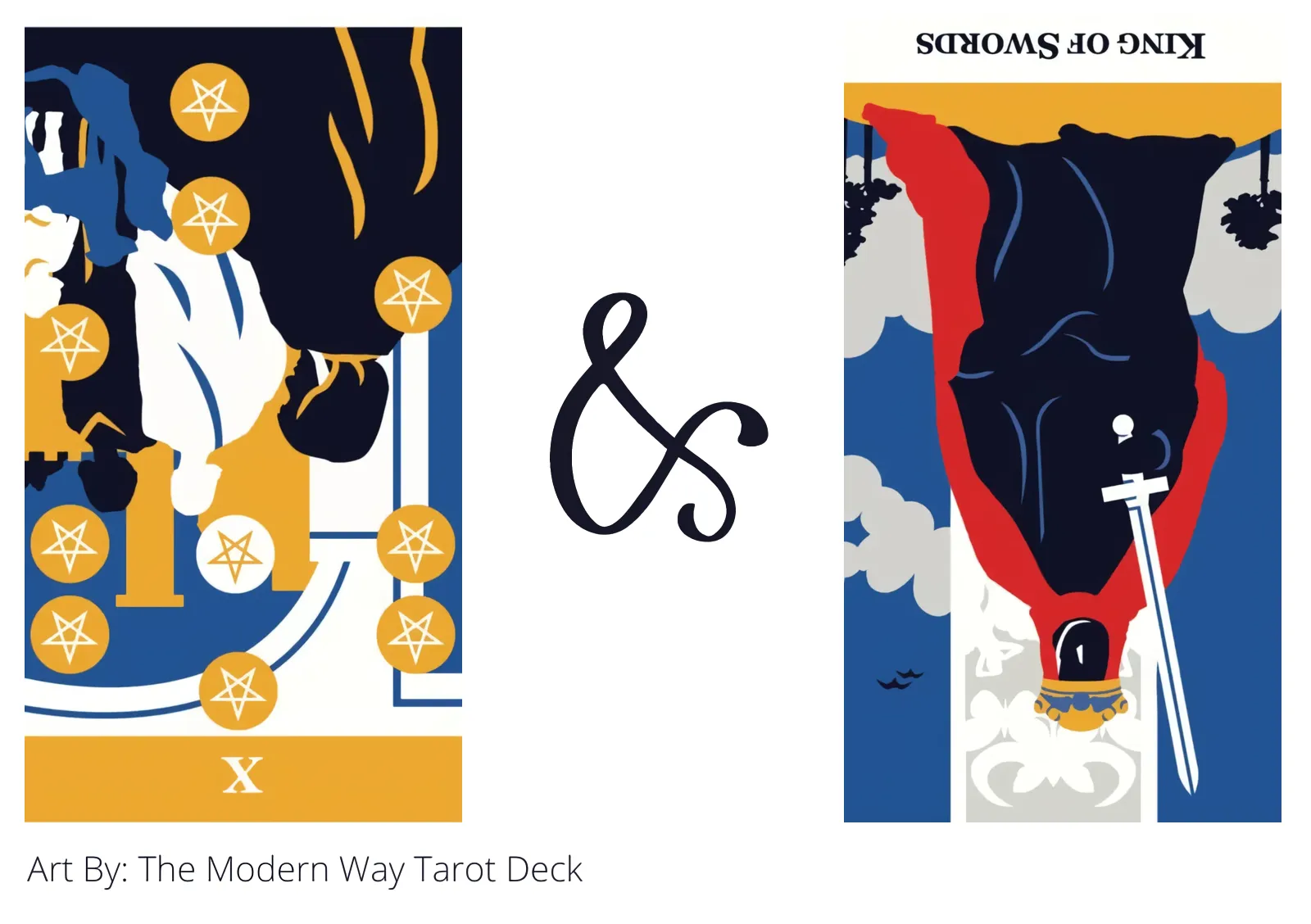 ten of pentacles reversed and king of swords reversed tarot cards together
