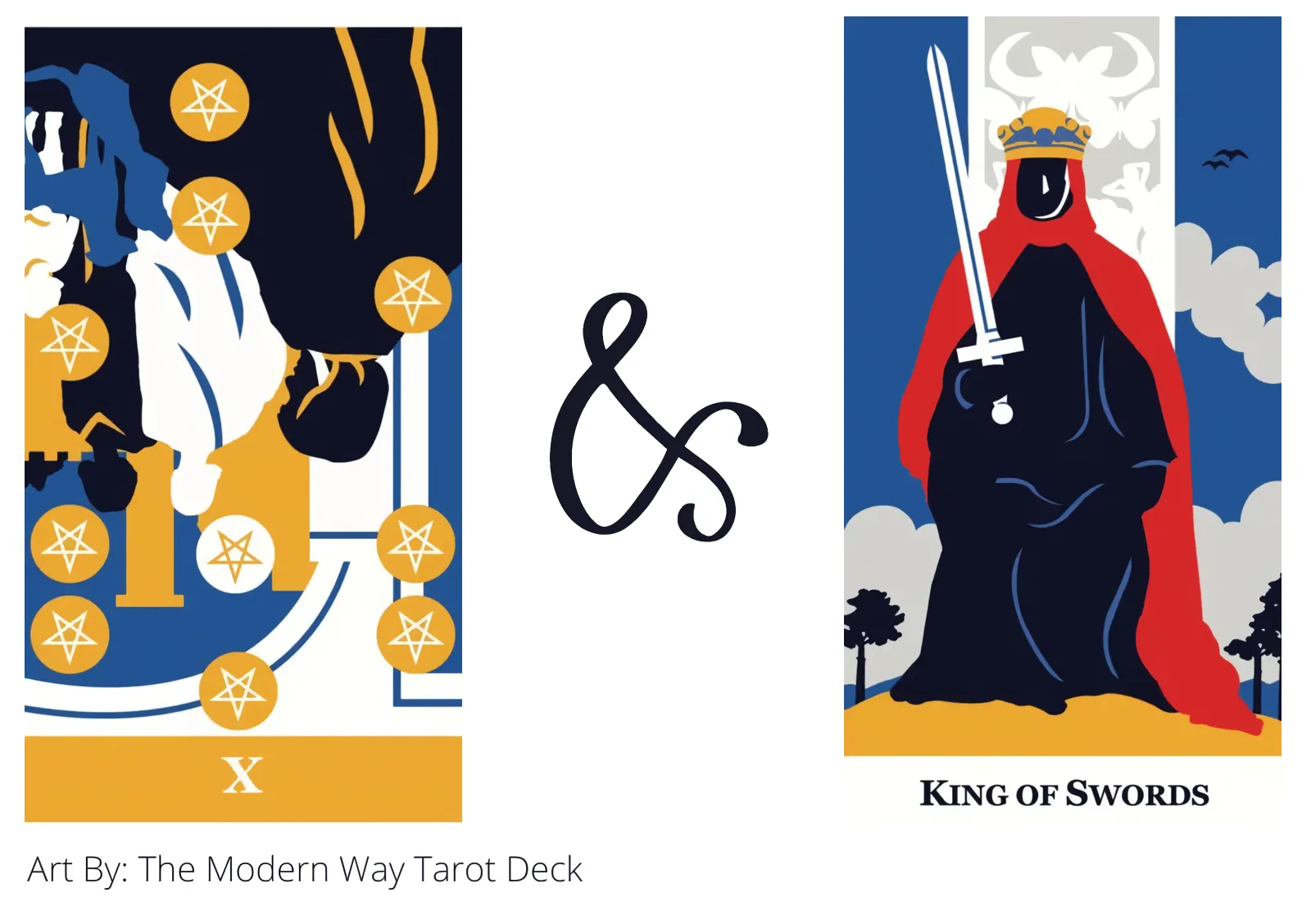 ten of pentacles reversed and king of swords tarot cards together