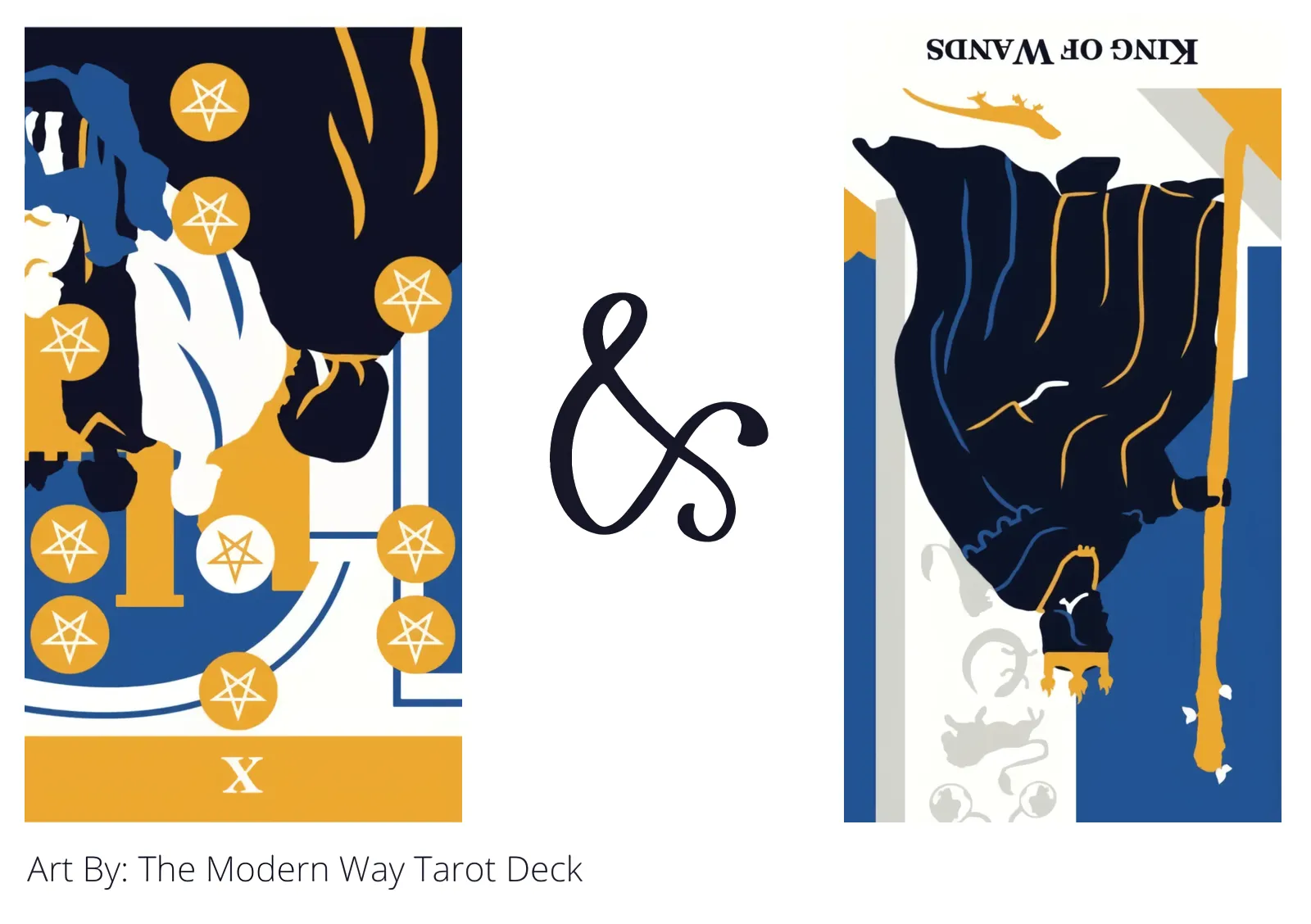 ten of pentacles reversed and king of wands reversed tarot cards together