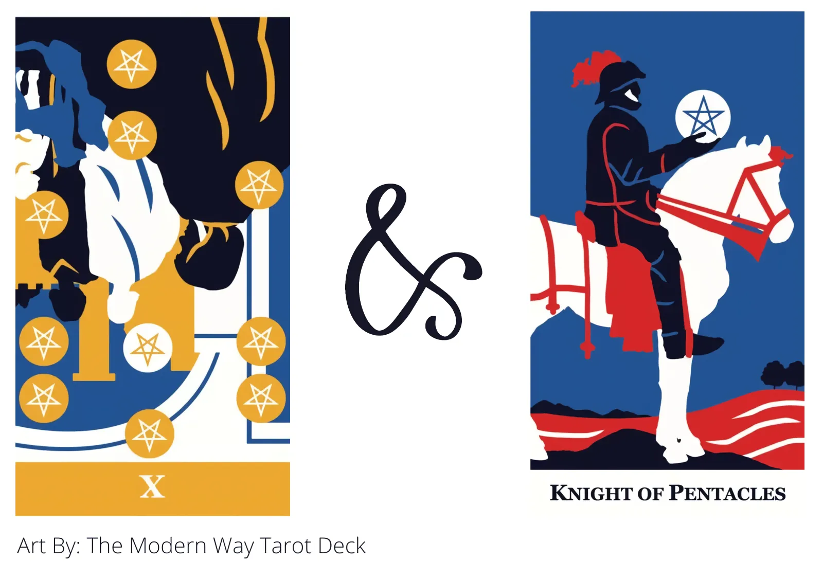 ten of pentacles reversed and knight of pentacles tarot cards together