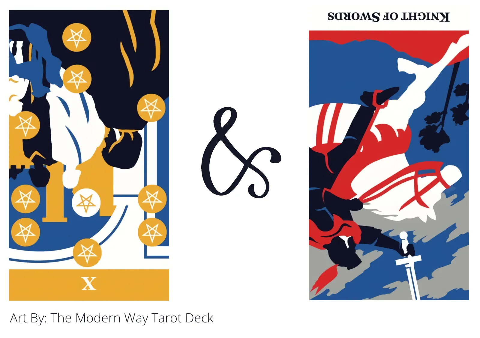 ten of pentacles reversed and knight of swords reversed tarot cards together