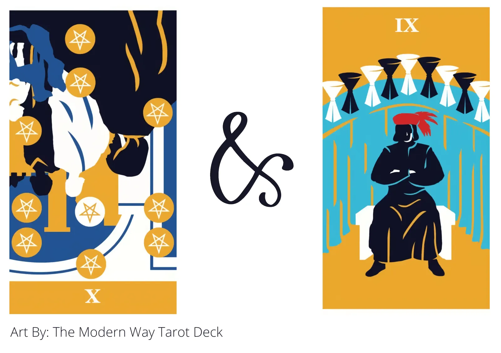 ten of pentacles reversed and nine of cups tarot cards together