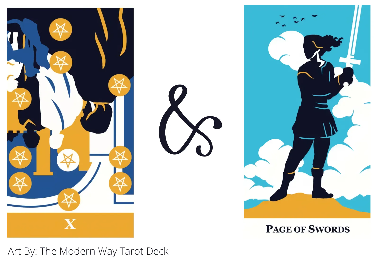 ten of pentacles reversed and page of swords tarot cards together