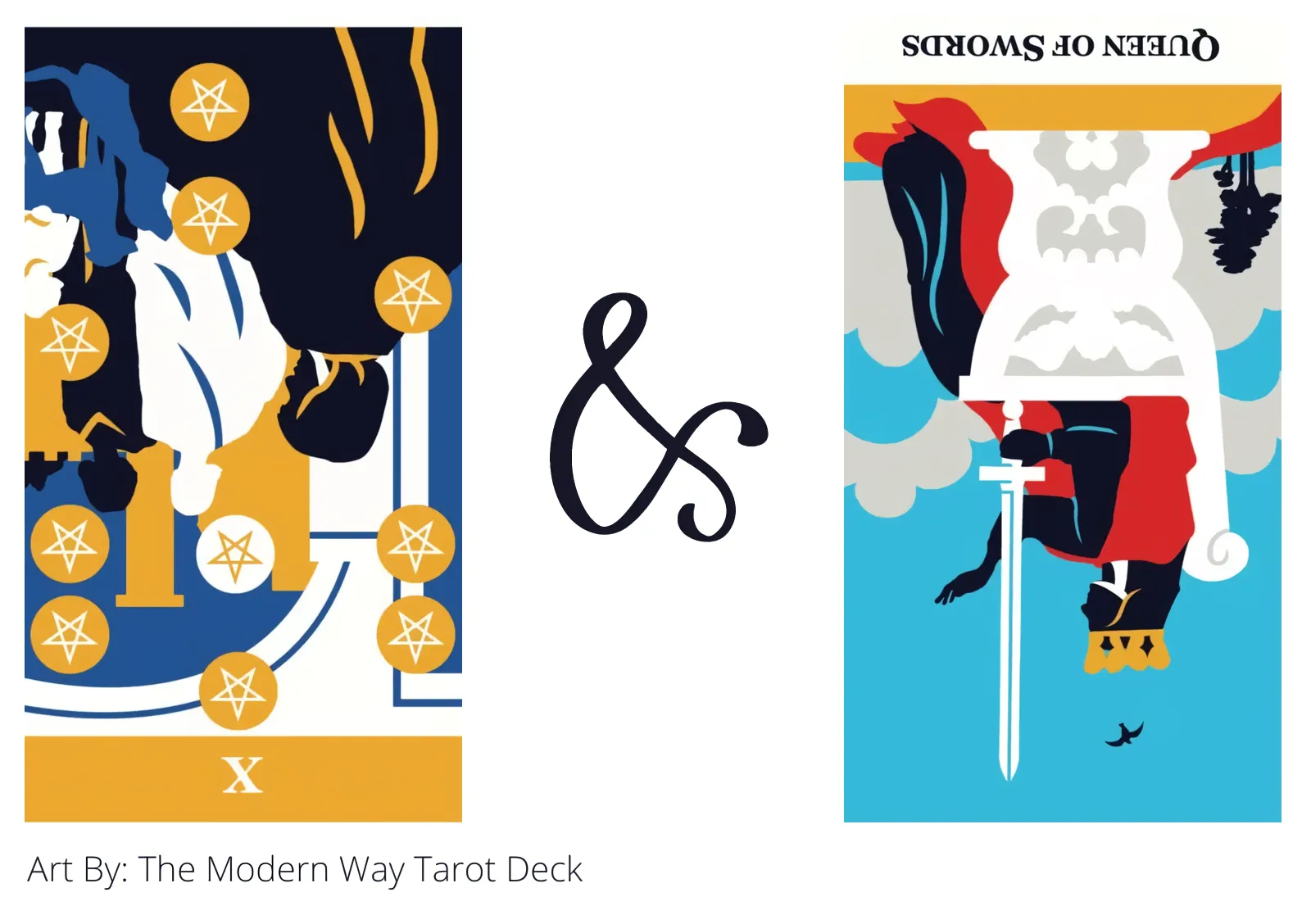 ten of pentacles reversed and queen of swords reversed tarot cards together