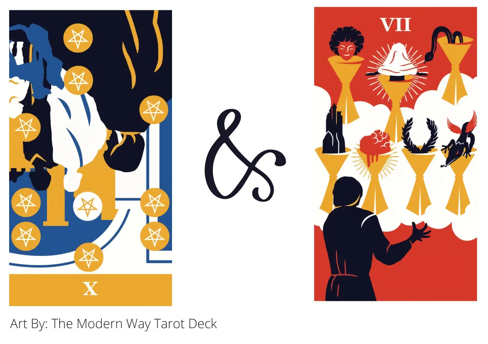 ten of pentacles reversed and seven of cups tarot cards together