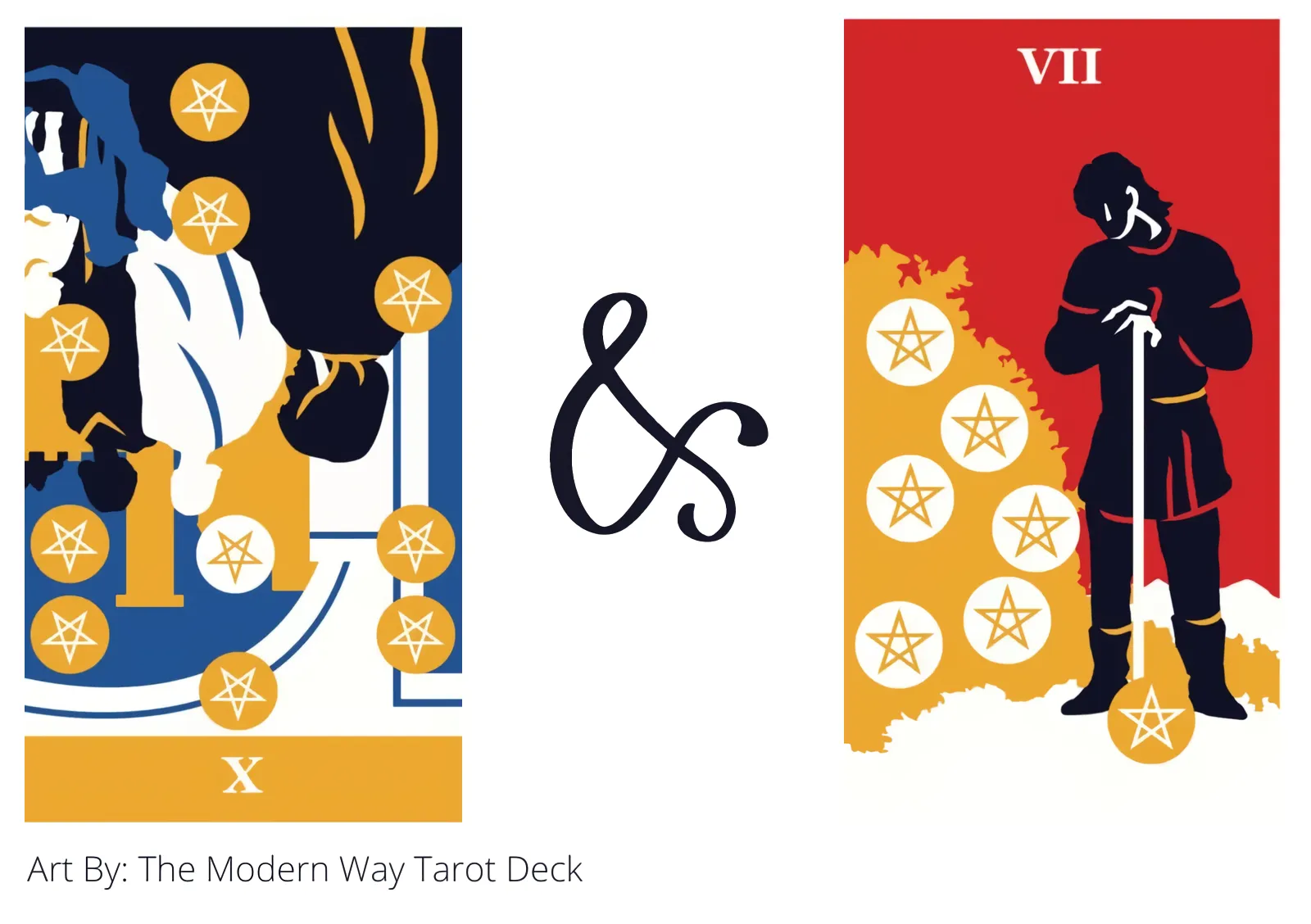 ten of pentacles reversed and seven of pentacles tarot cards together