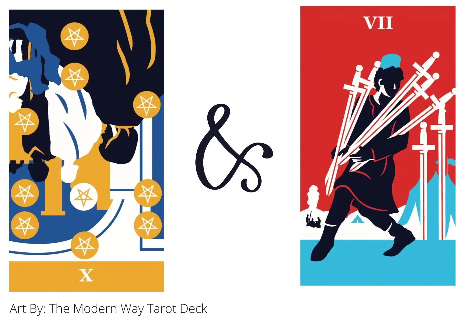 ten of pentacles reversed and seven of swords tarot cards together