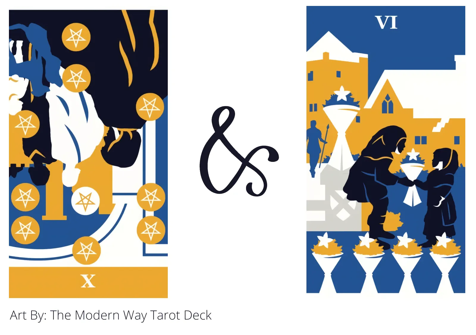 ten of pentacles reversed and six of cups tarot cards together