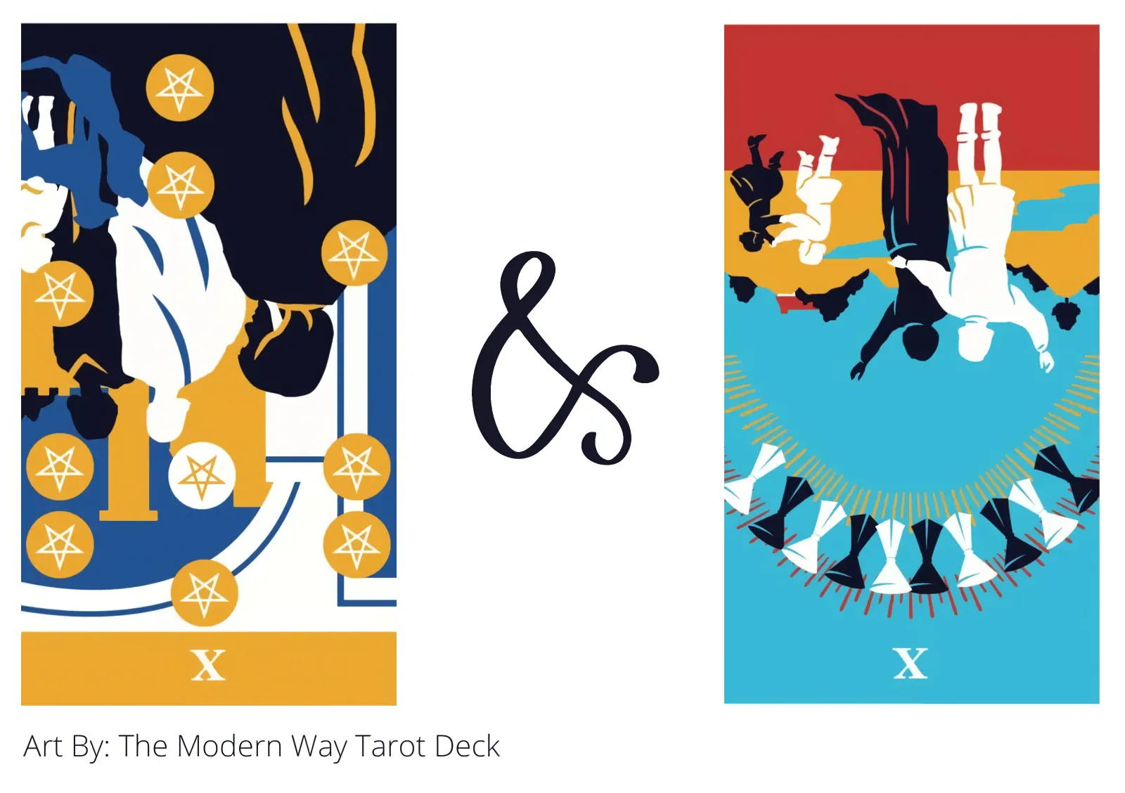 ten of pentacles reversed and ten of cups reversed tarot cards together