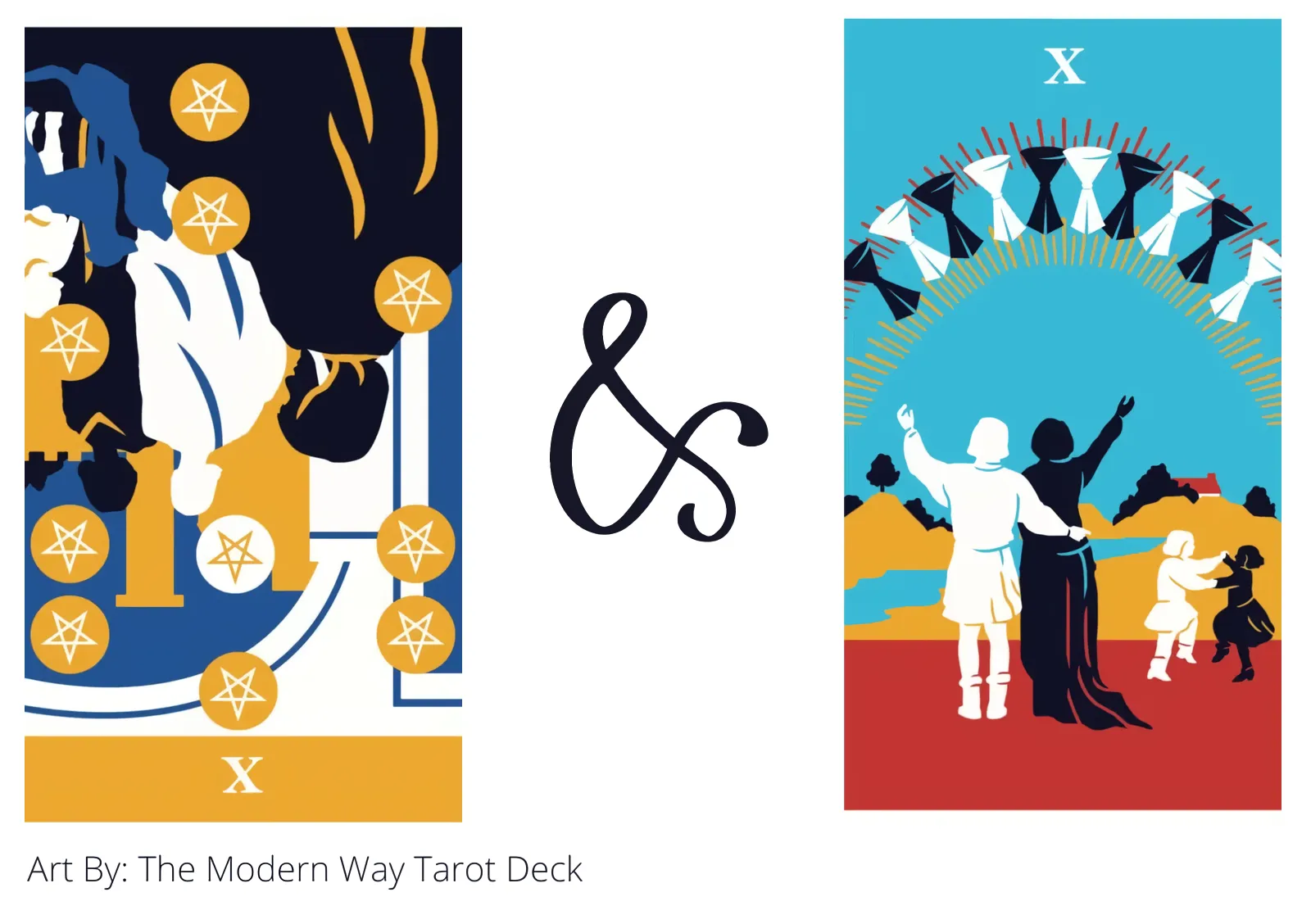 ten of pentacles reversed and ten of cups tarot cards together