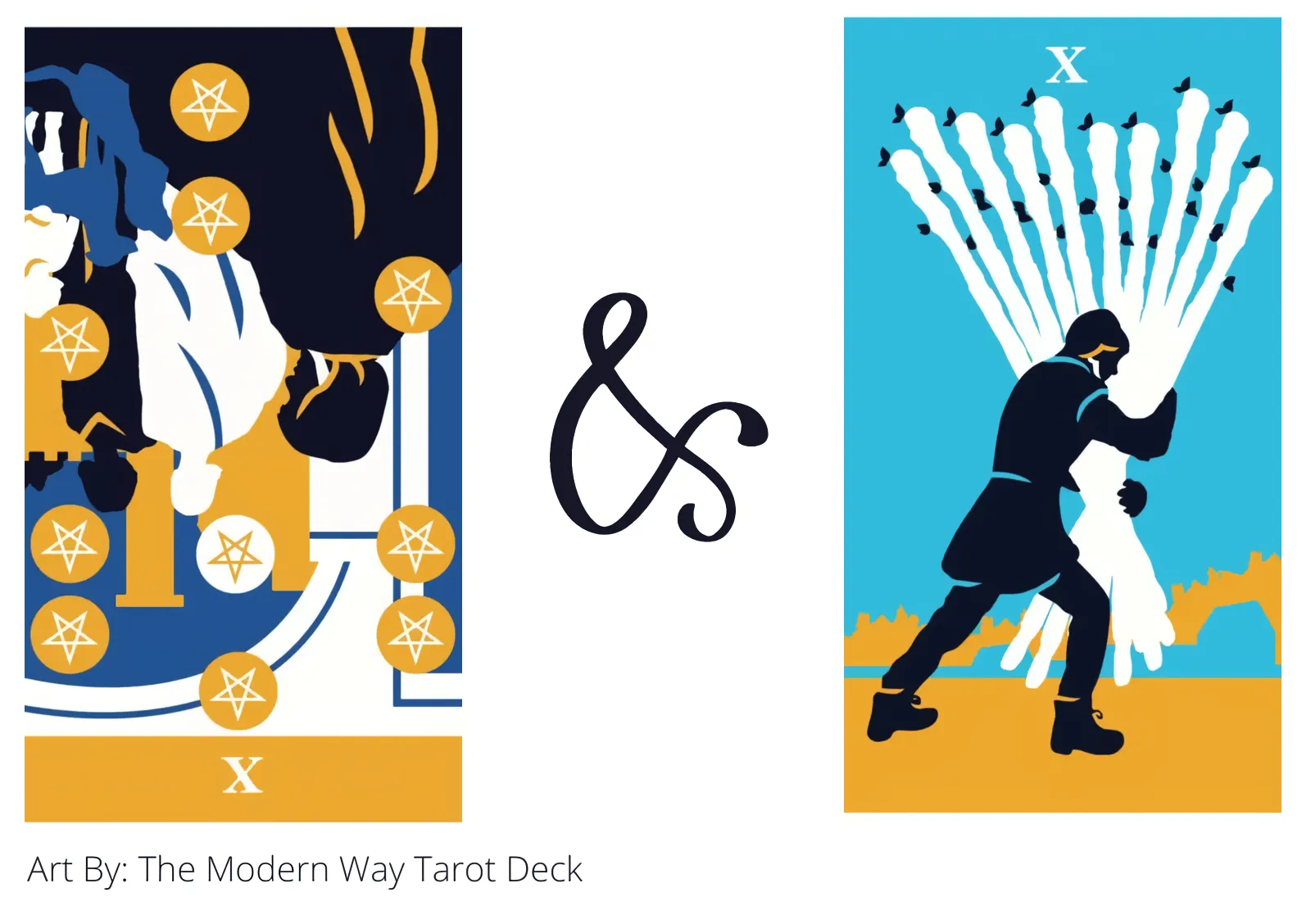 ten of pentacles reversed and ten of wands tarot cards together
