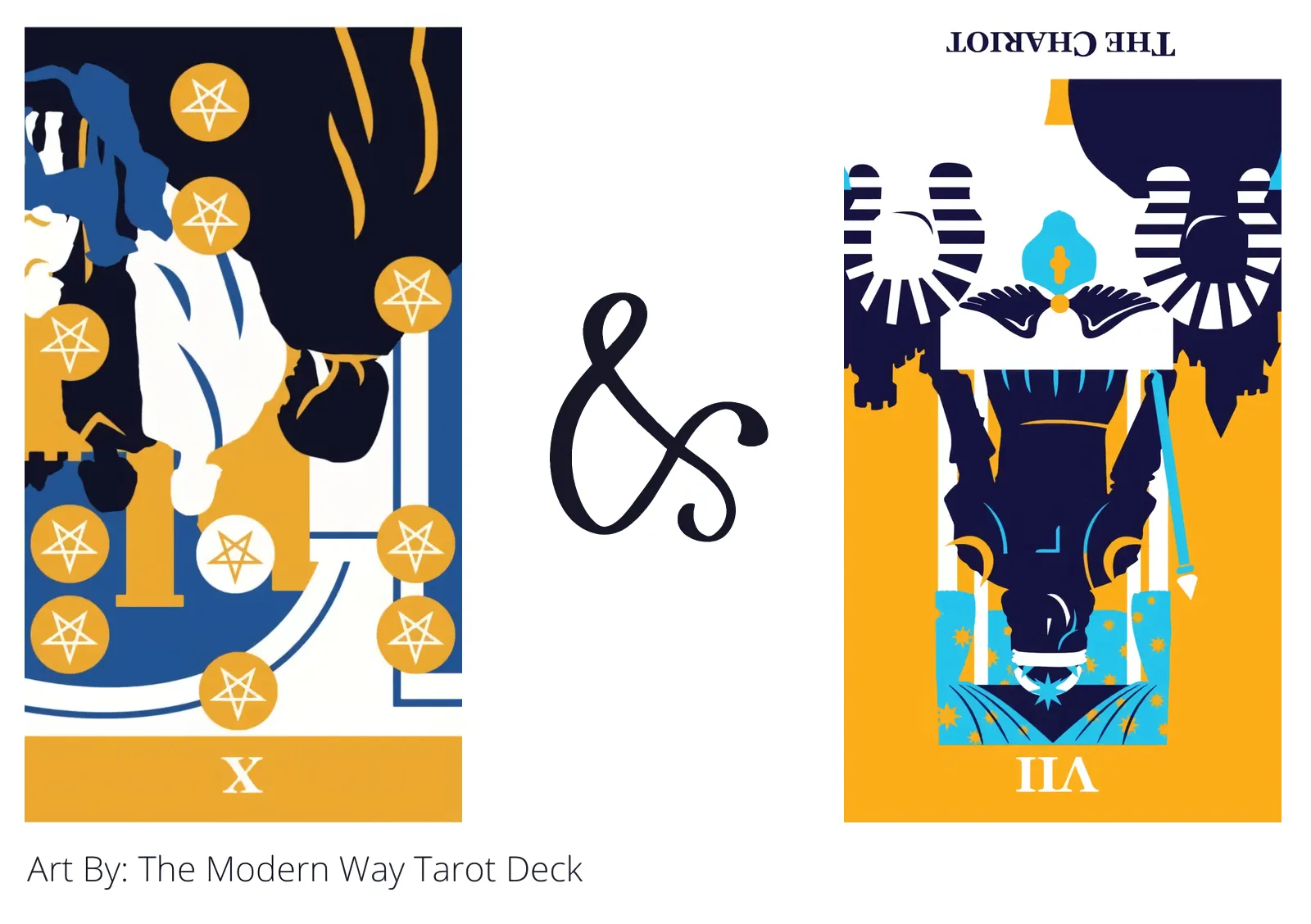 ten of pentacles reversed and the chariot reversed tarot cards together