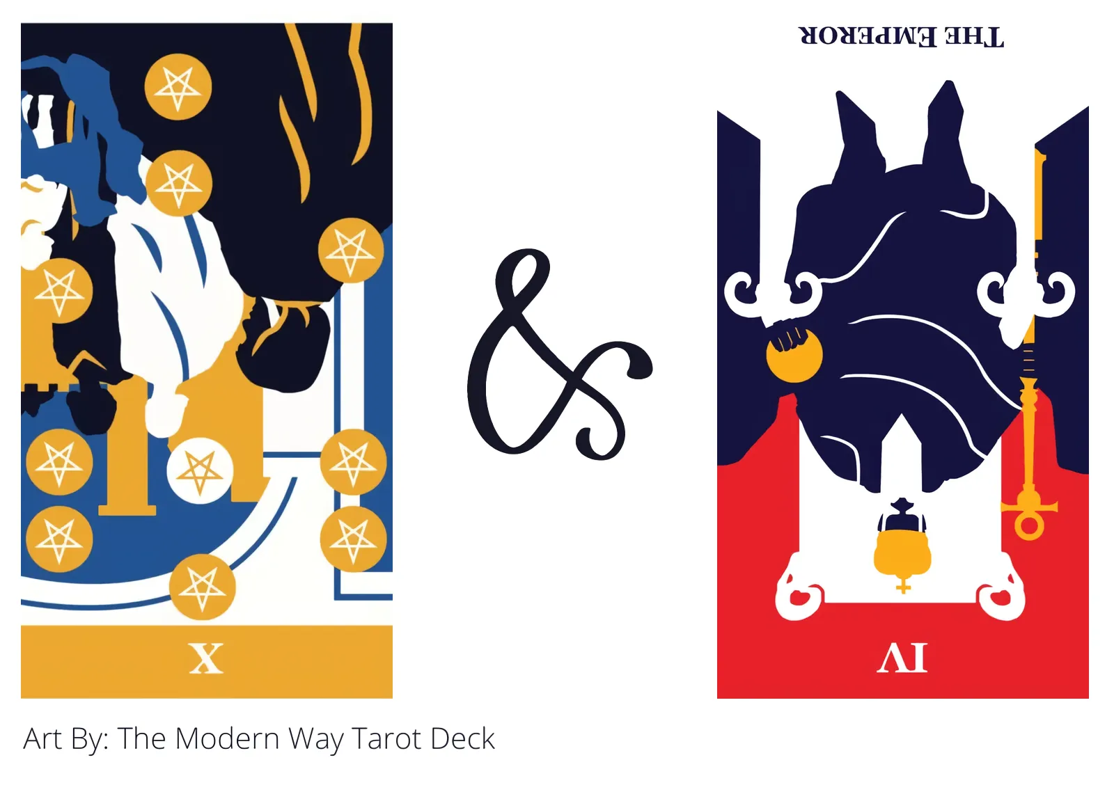 ten of pentacles reversed and the emperor reversed tarot cards together