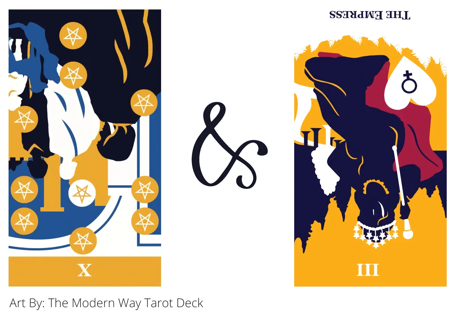 ten of pentacles reversed and the empress reversed tarot cards together