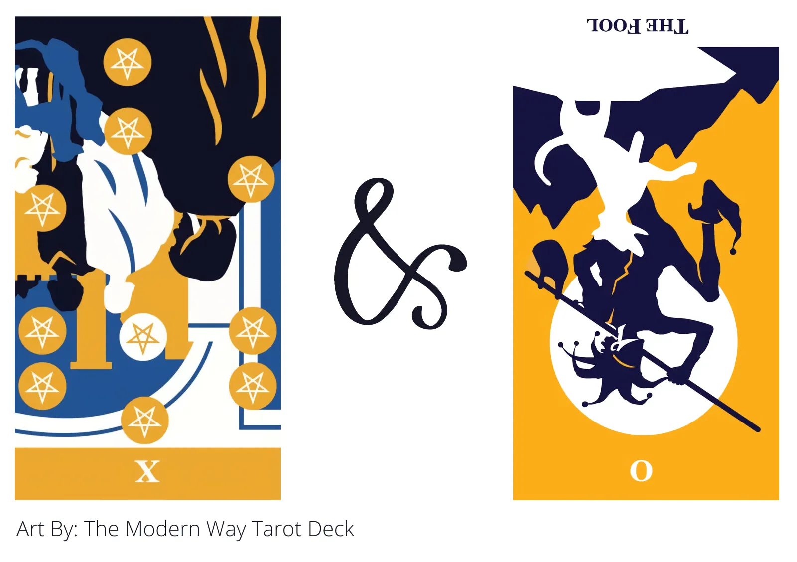 ten of pentacles reversed and the fool reversed tarot cards together