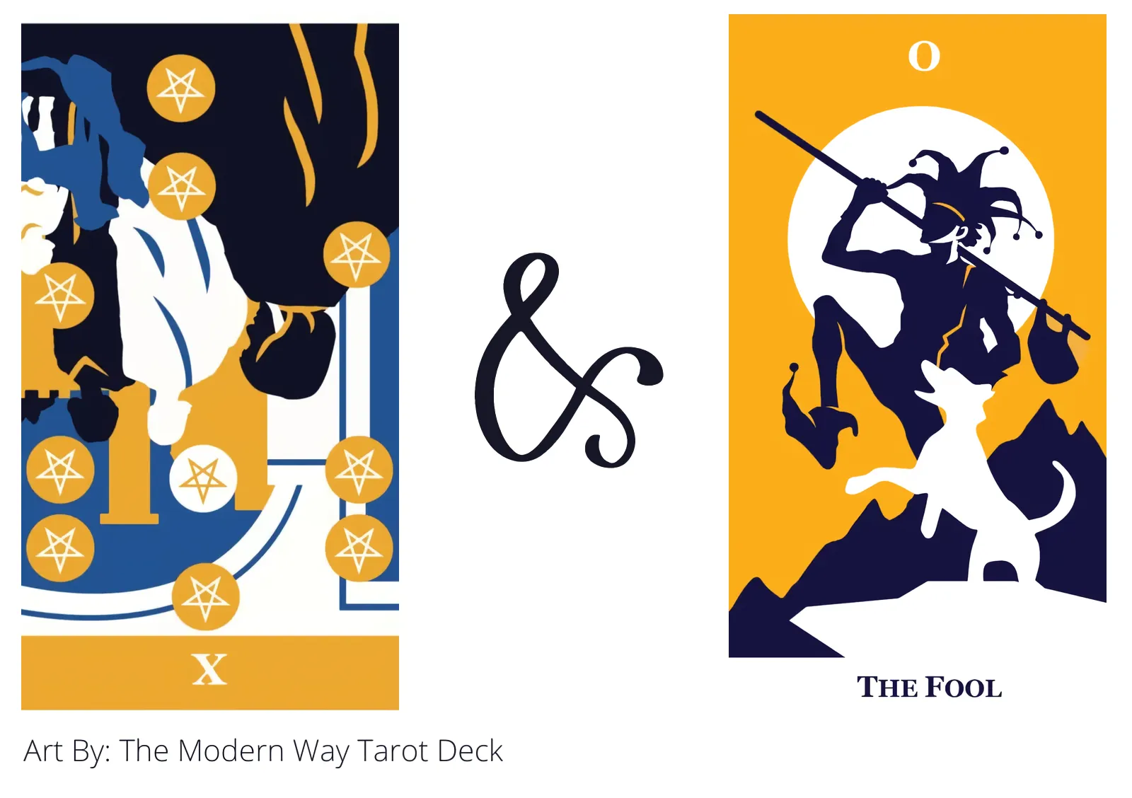 ten of pentacles reversed and the fool tarot cards together