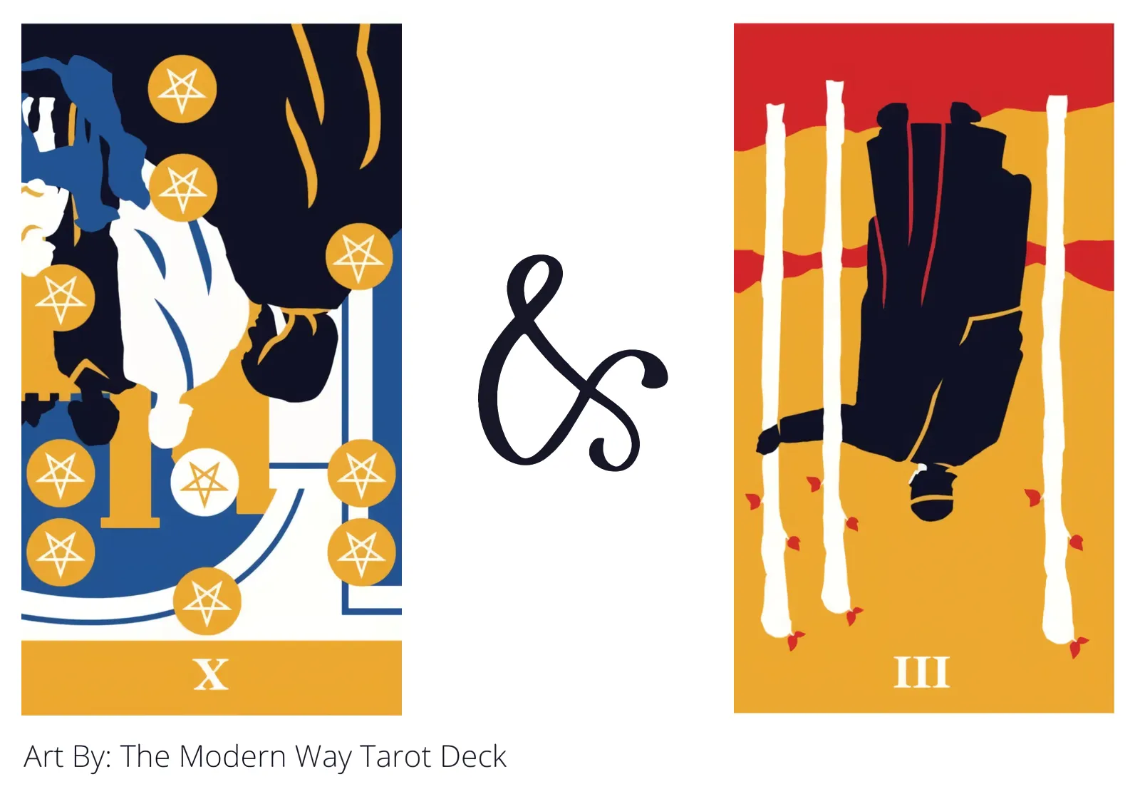 ten of pentacles reversed and three of wands reversed tarot cards together