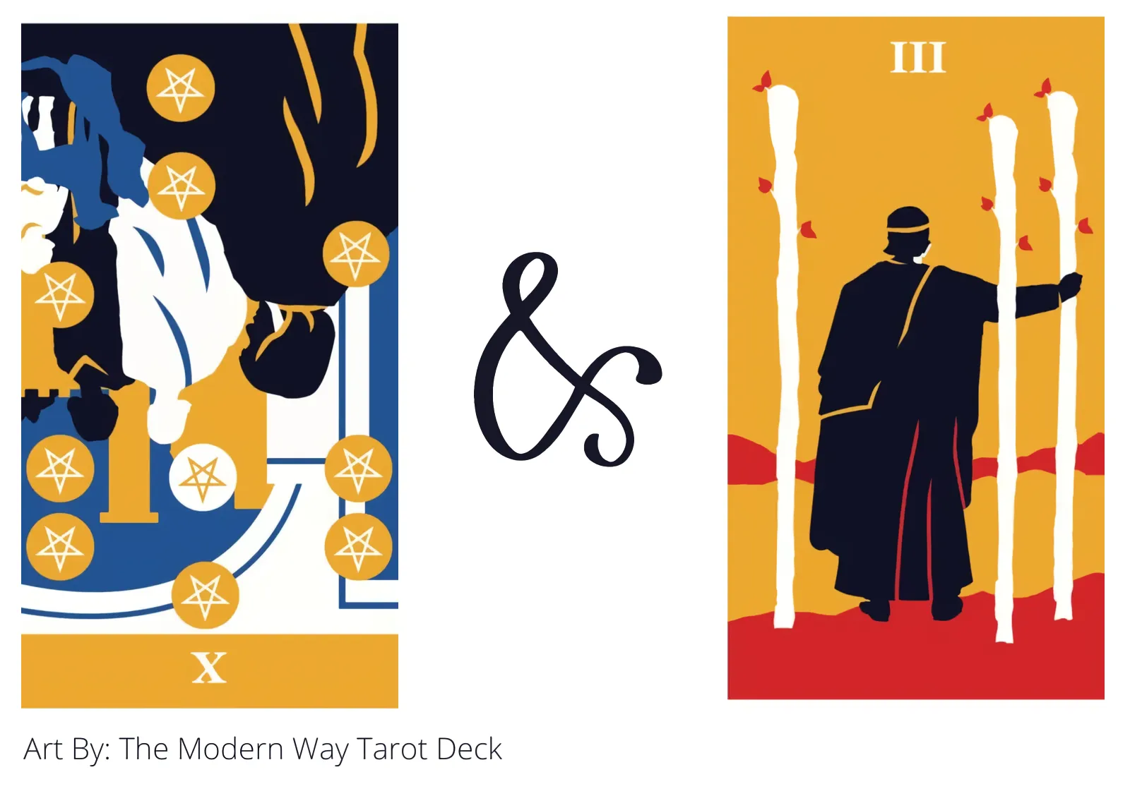 ten of pentacles reversed and three of wands tarot cards together