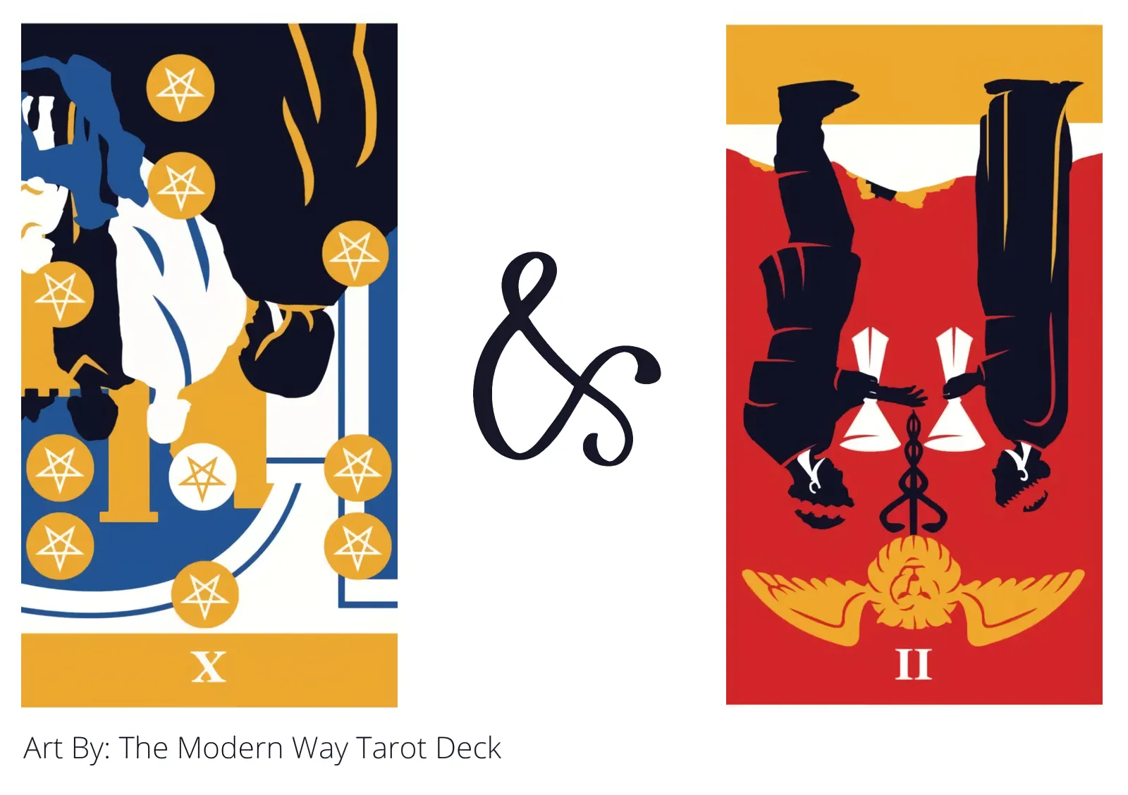 ten of pentacles reversed and two of cups reversed tarot cards together