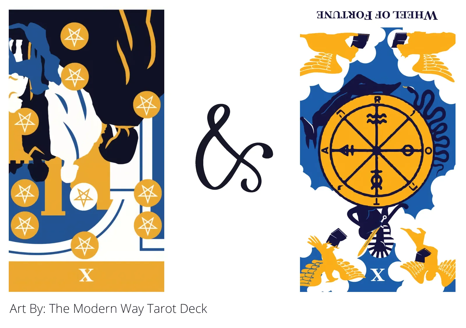 ten of pentacles reversed and wheel of fortune reversed tarot cards together