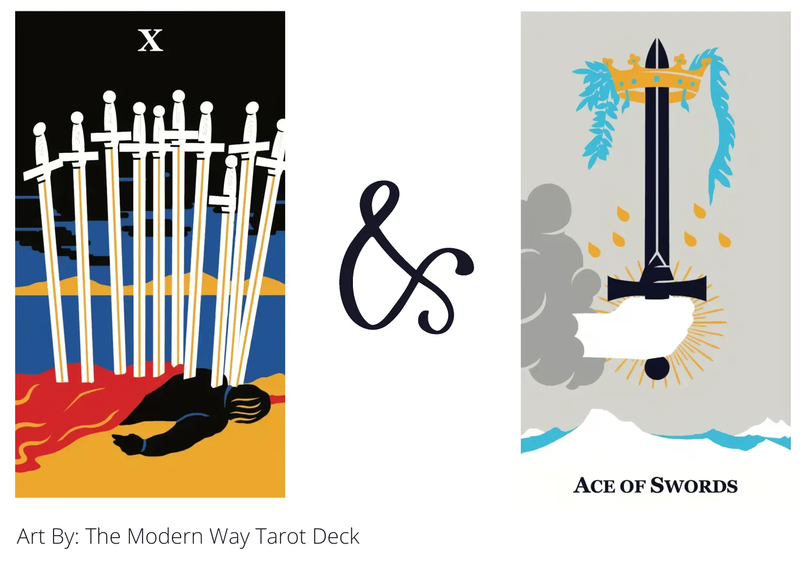 ten of swords and ace of swords tarot cards together