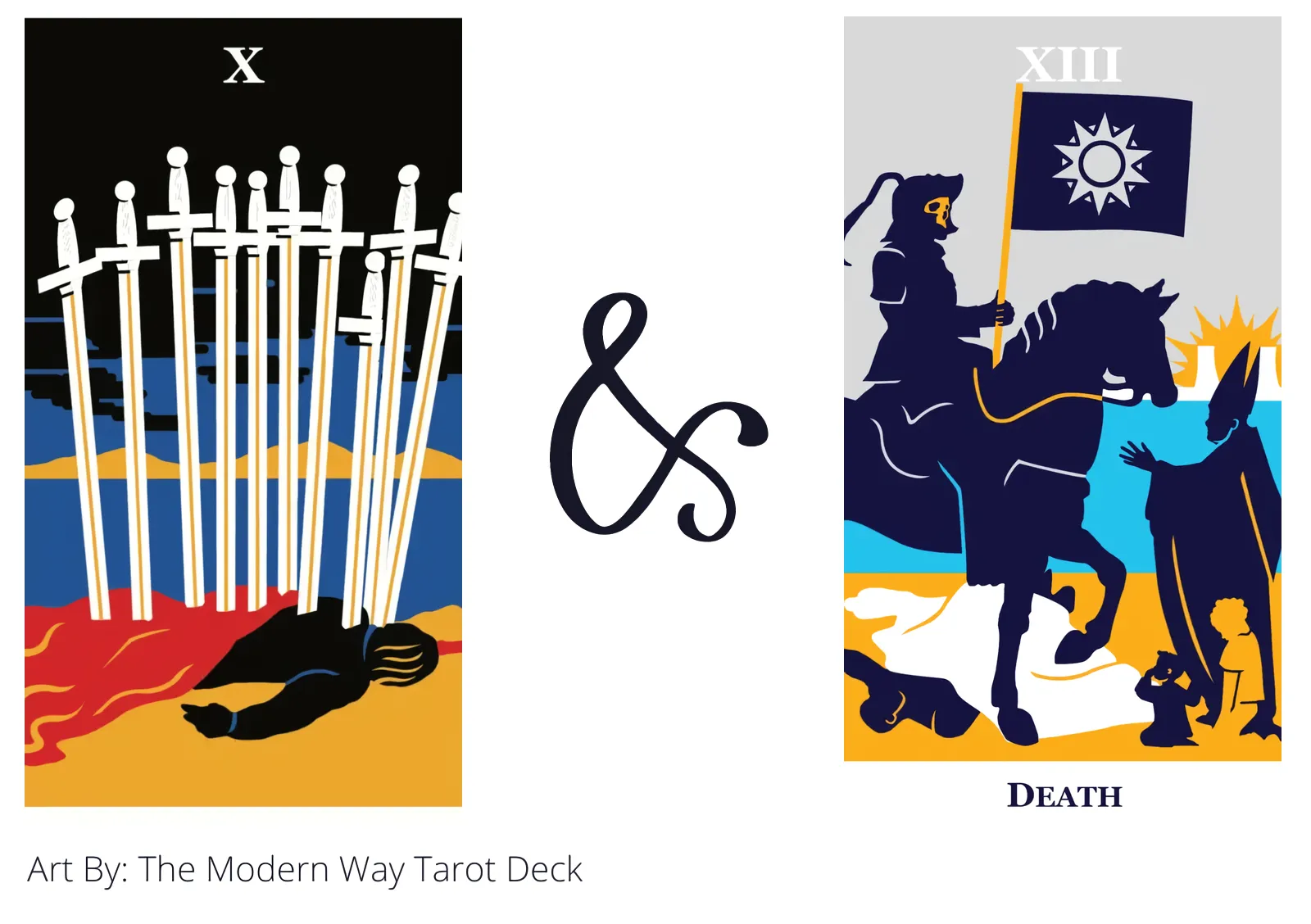 ten of swords and death tarot cards together