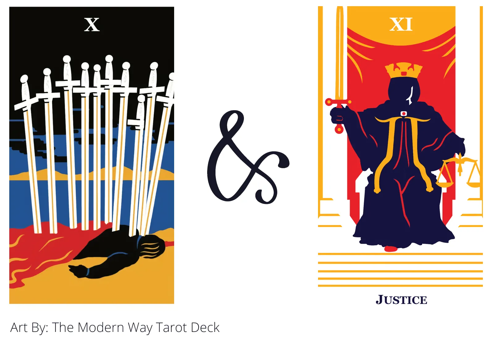 ten of swords and justice tarot cards together