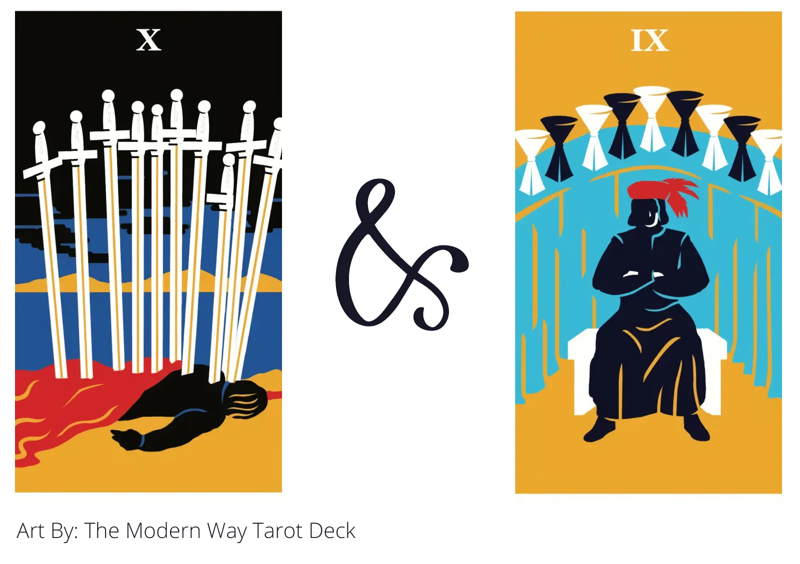 ten of swords and nine of cups tarot cards together