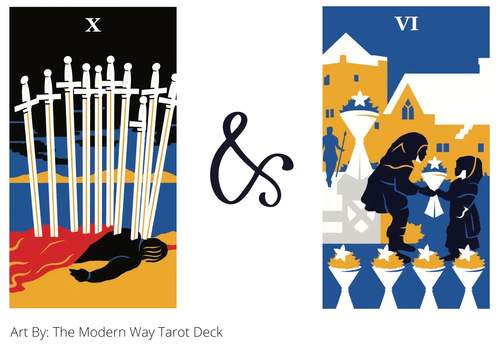 ten of swords and six of cups tarot cards together