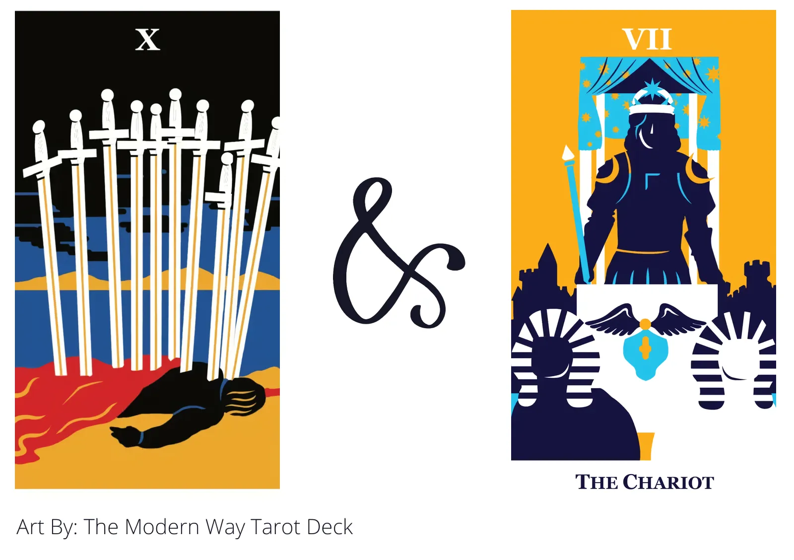 ten of swords and the chariot tarot cards together