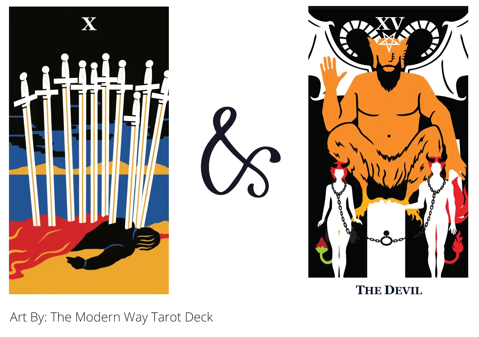 ten of swords and the devil tarot cards together