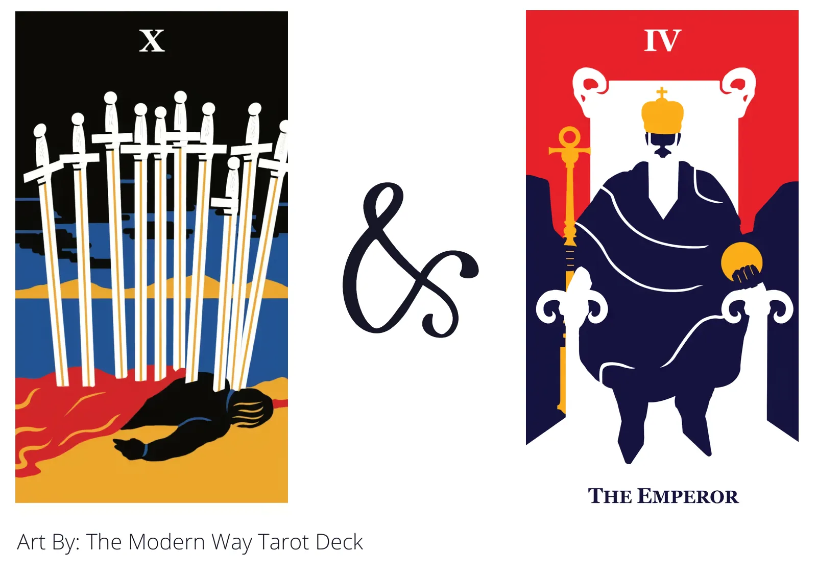 ten of swords and the emperor tarot cards together