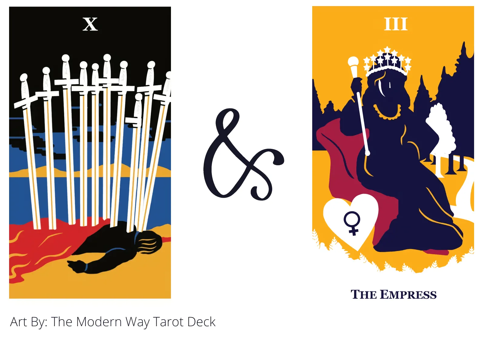 ten of swords and the empress tarot cards together