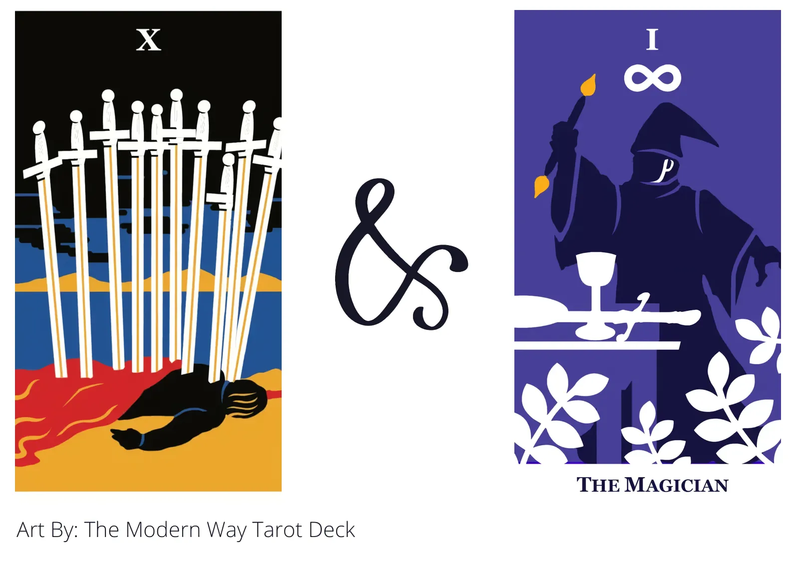 ten of swords and the magician tarot cards together
