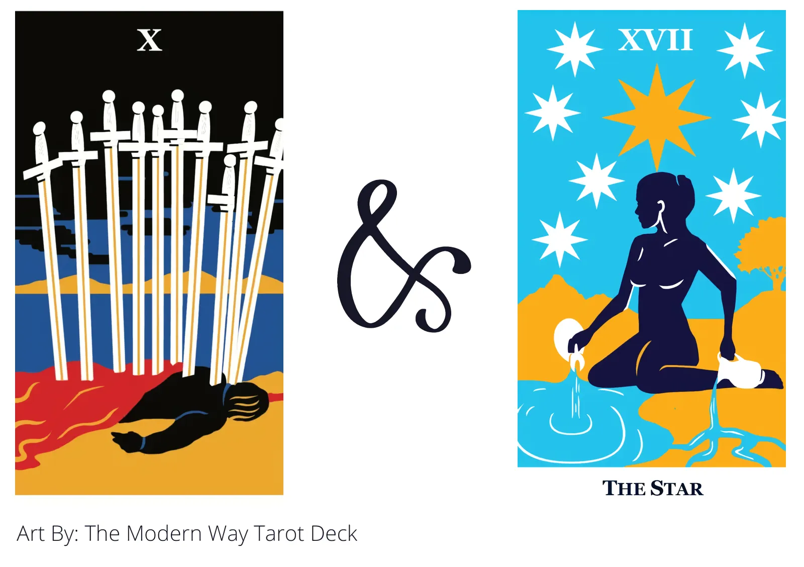 ten of swords and the star tarot cards together