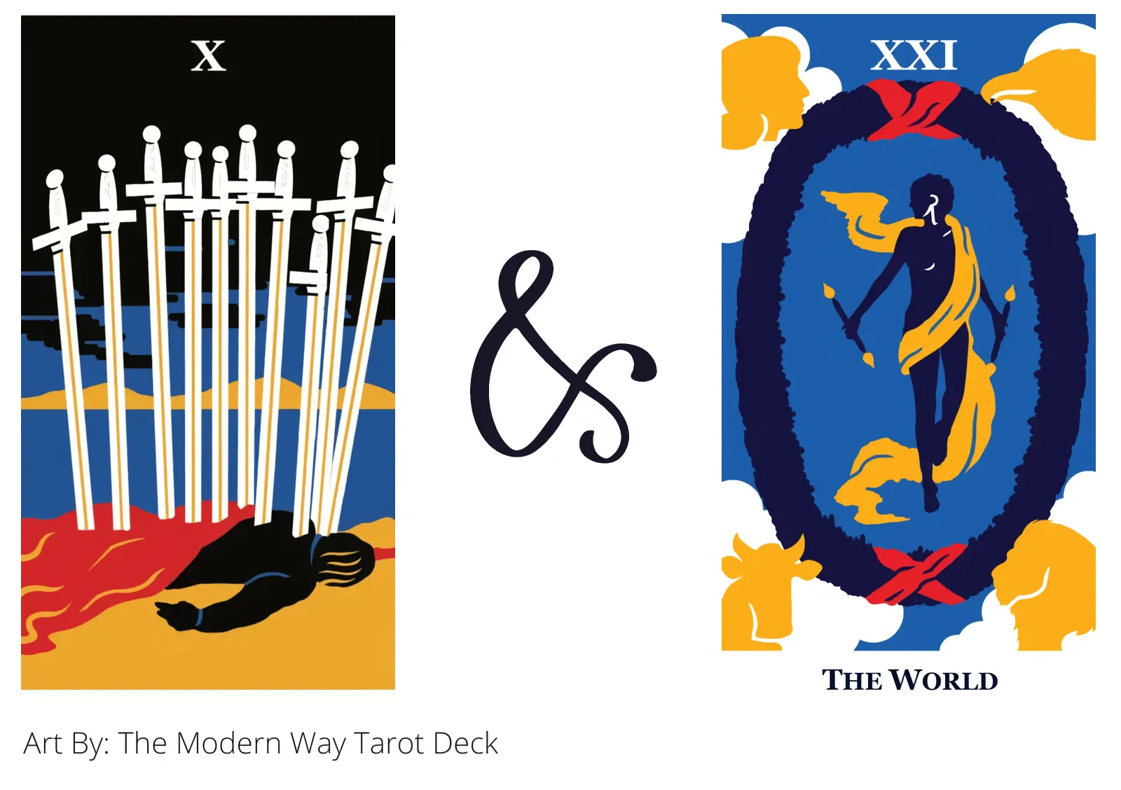 ten of swords and the world tarot cards together